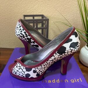 Madden girl open toe zebra heel